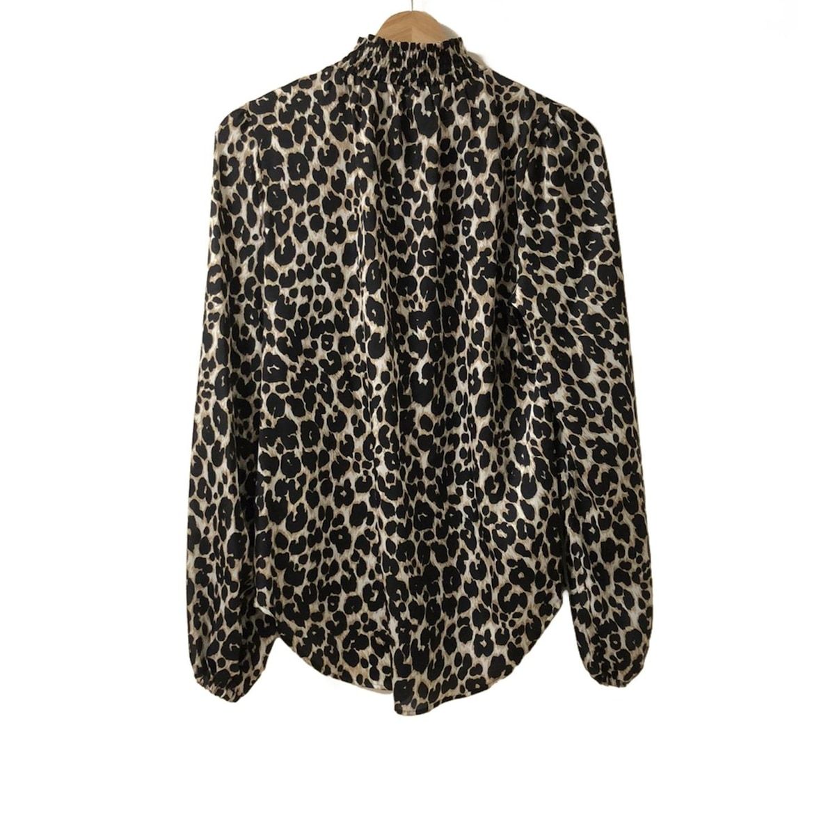 Regina Romantico レジィーナロマンティコ 長袖カットソー サイズ34 S レディース - ライトグレー×黒×カーキ ハイネック 豹柄