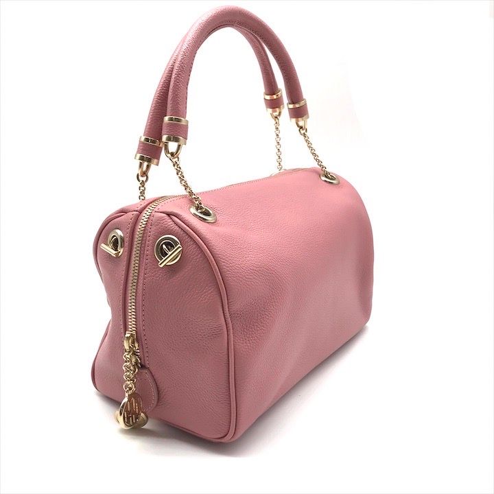 モラビト ゴールド金具 レザー ミニ チェーン ハンド ボストン バッグ ピンク ブランド 鞄 BAG a 11188