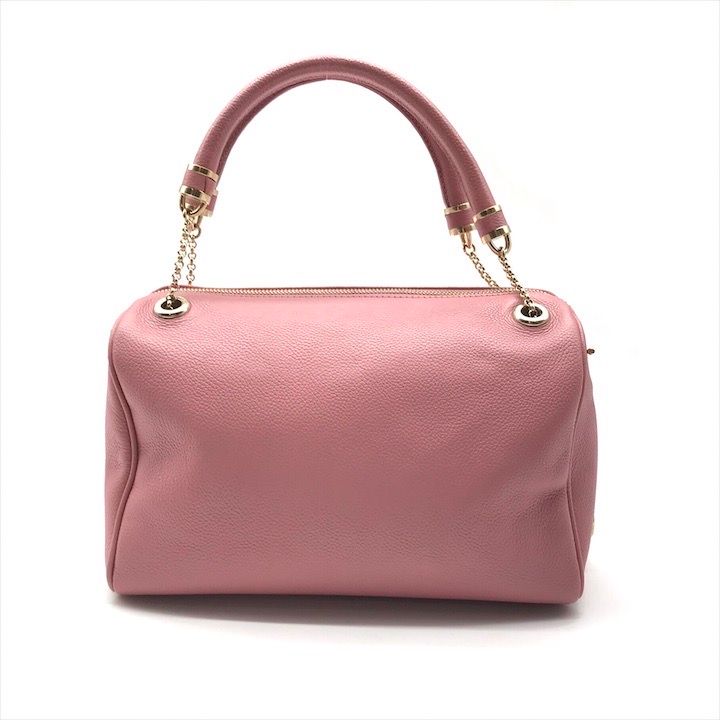 【美品】MORABITO モラビト オーストリッチレザー ピンク ハンドバッグ 美品 MORABITO モラビト ゴールド金具 レザー ミニ チェーン ハンド