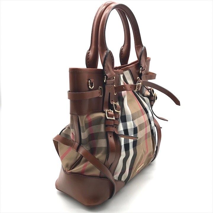 Burberry バーバリー ノバチェック 2 WAY キャンバス レザー ハンド ショルダー バッグ ブラウン レディース ブランド カバン a 11228