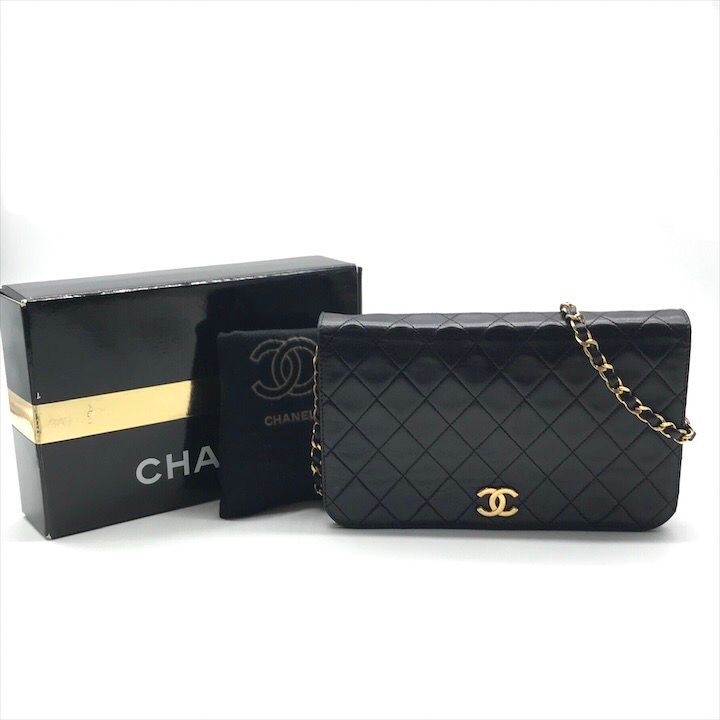 CHANEL シャネル ココマーク プッシュロック マトラッセ ラムスキン チェーン ショルダー バッグ ブラック ブランド 鞄 BAG k 7059