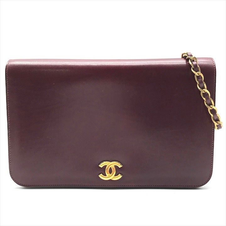 CHANEL シャネル ココマーク プッシュロック カーフスキン チェーン ショルダー バッグ ボルドー レディース ブランド k 7139