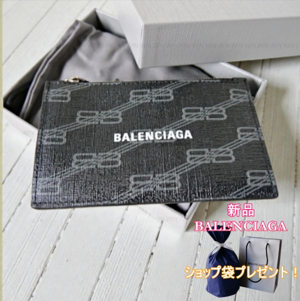 ギフト包装無料 バレンシアガ BBモノグラムのジップカードケース メンズ男性プレゼントギフトショップ袋付き お祝い プレゼント