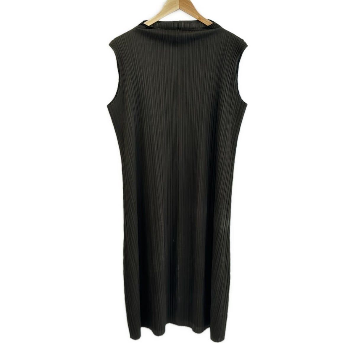 プリーツプリーズ ノースリーブ ロング ワンピース グリーン サイズ3  