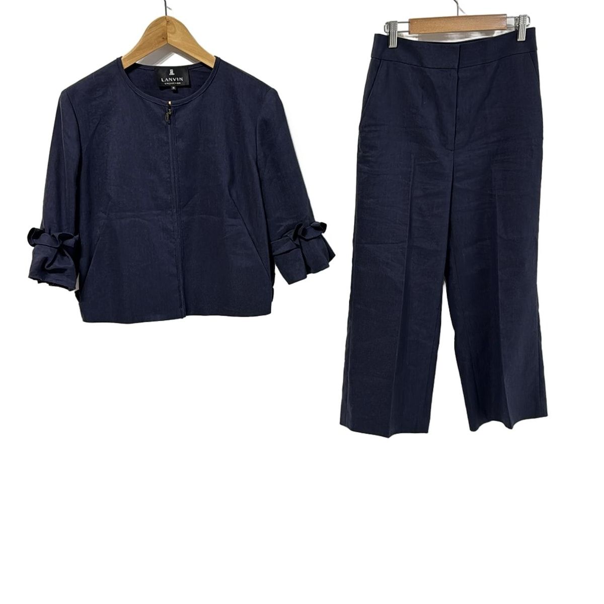 LANVIN COLLECTION ランバン レディースパンツスーツ レディース ネイビー フリル
