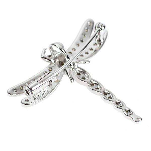 K 18 WG 14 ダイヤモンド ブローチ 兼ペンダントトップ 0.50 ct トンボ