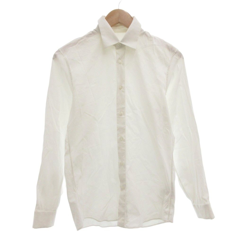 ジルサンダー JIL SANDER ストレッチ コットンドレスシャツ ブラウス 38 長袖 無地 白 ホワイト AE IBO 86