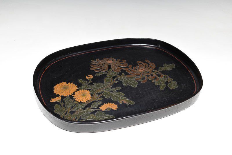 蔵C 9149 b 木製 菊花文 盆 51ｃｍ