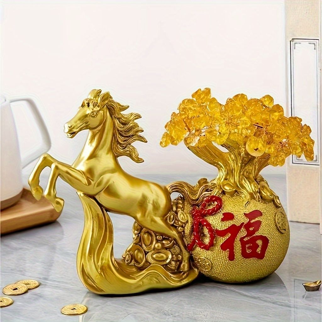  オブジェ 置物 福を呼ぶ馬 ゴールデンホース 感 うま ウマ 干支 正月 インテリア リビング ダイニング 玄関 寝室 装飾 オーナメント 樹脂 プレゼント ギフト オシャレ 棚装飾 キャンドルホルダー 置物 インテリア小物