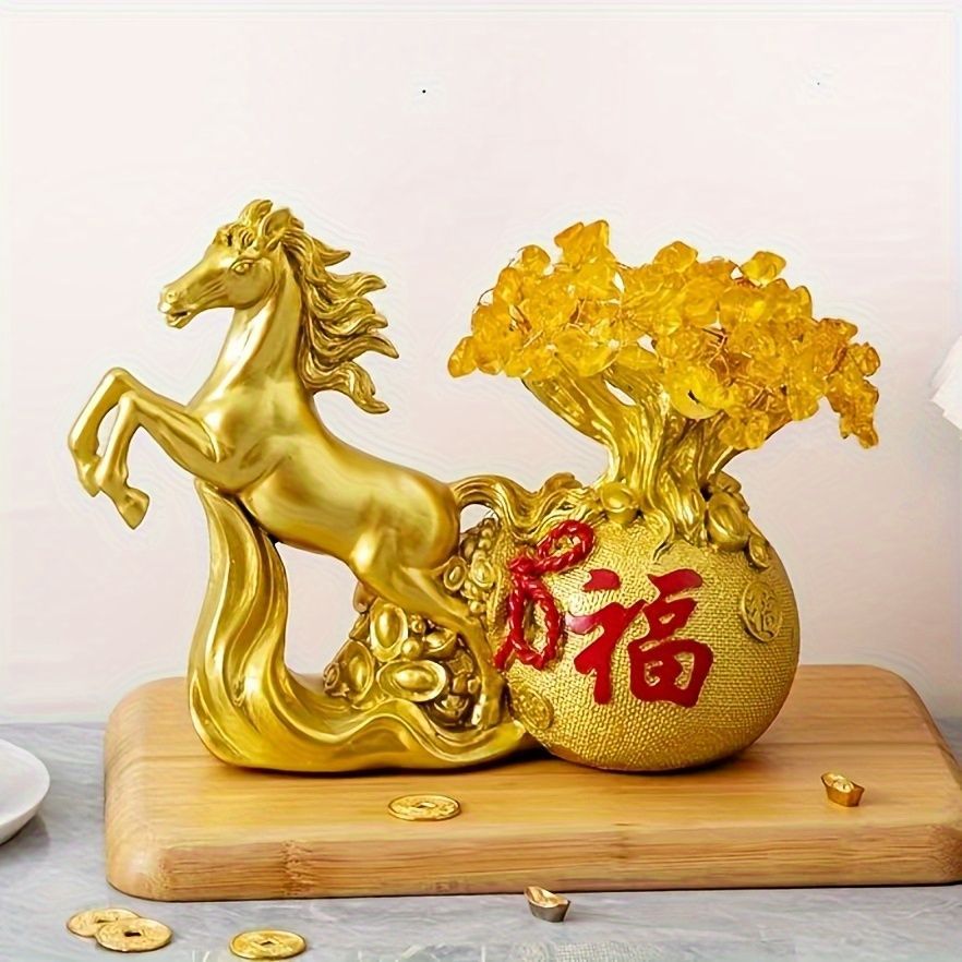 オブジェ 置物 福を呼ぶ馬 ゴールデンホース 感 うま ウマ 干支 正月 インテリア リビング ダイニング 玄関 寝室 装飾 オーナメント 樹脂 プレゼント ギフト オシャレ 棚装飾