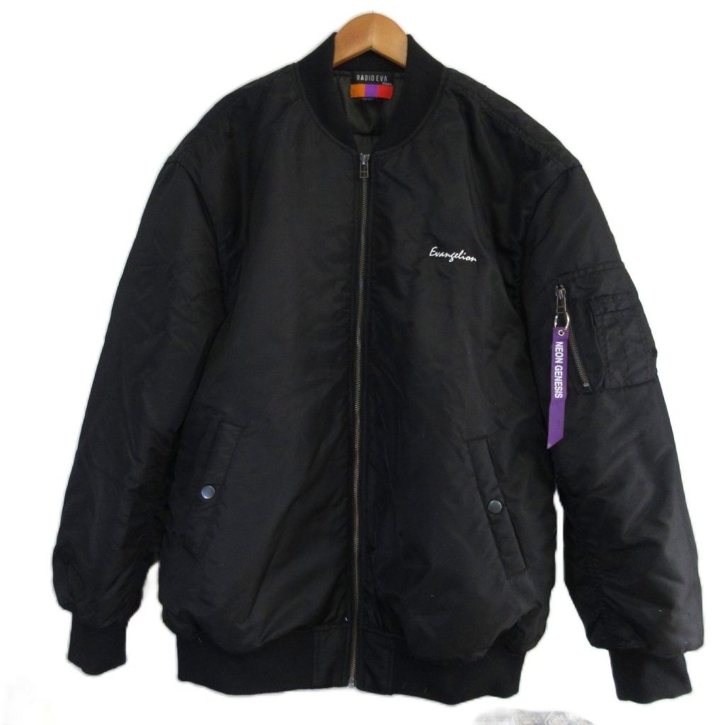 RADIO EVA エヴァンゲリオン MA-1 フライトジャケット L ブラック RADIO EVA エヴァンゲリオン 新劇場版 MA-1 フライトジャケット NEON