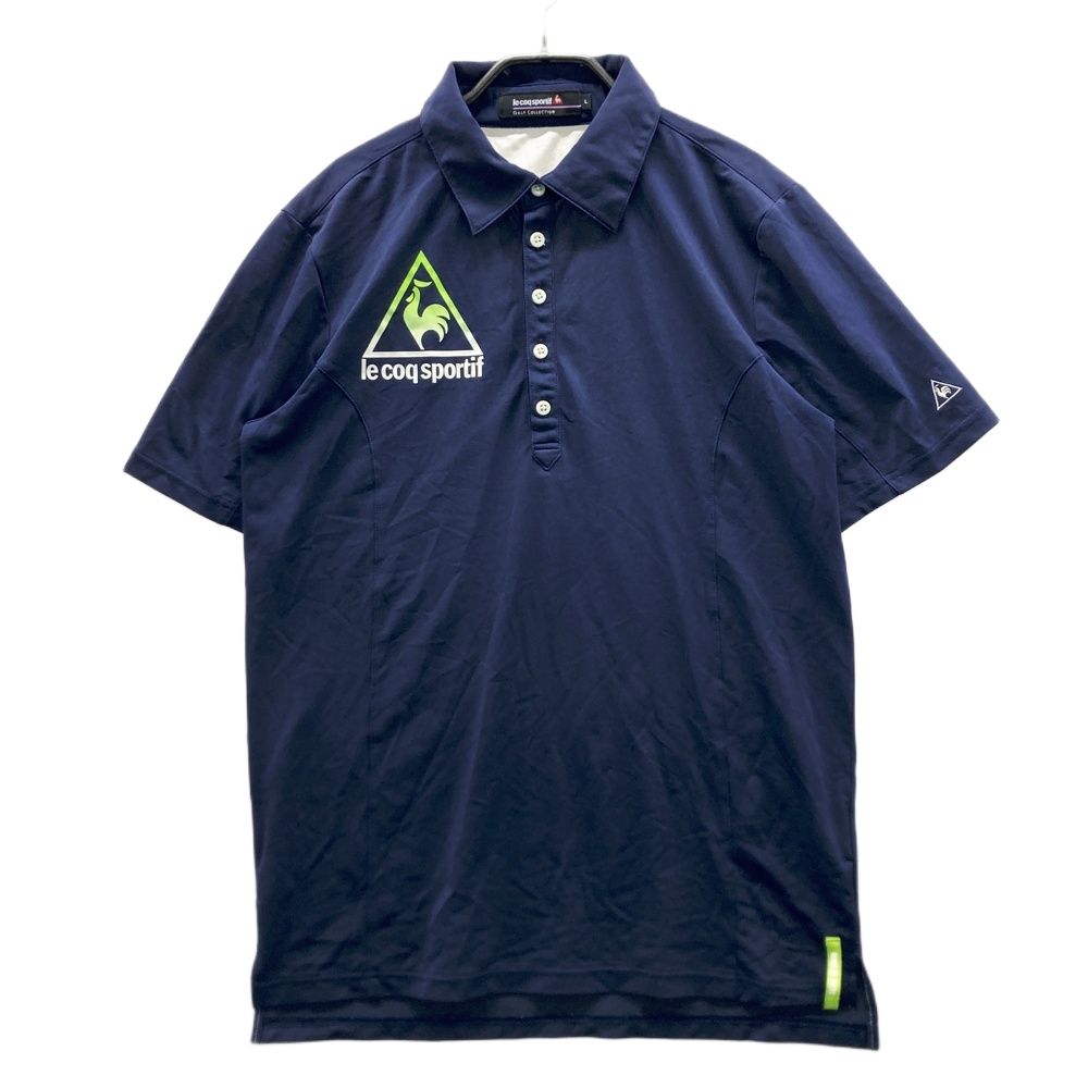 サイズ：L LE COQ GOLF ルコックゴルフ  半袖ポロシャツ  ネイビー系 [240101566643] ゴルフウェア メンズ ストスト