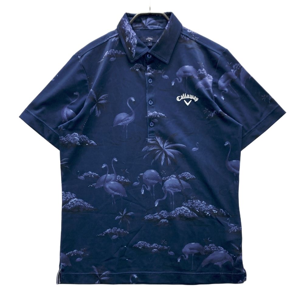 サイズ：L CALLAWAY キャロウェイ 半袖ポロシャツ フラミンゴ柄