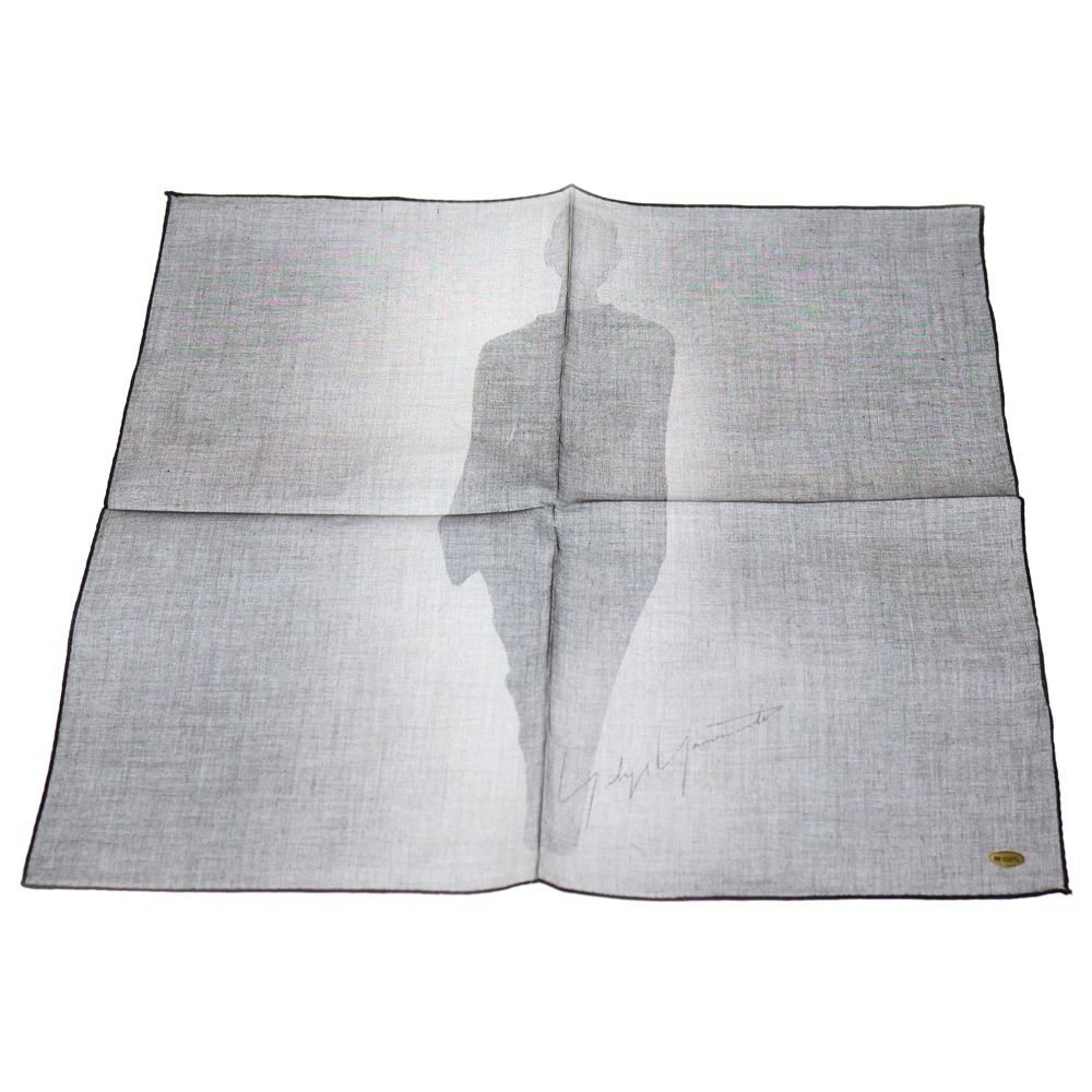 Yohji Yamamoto ヨウジヤマモト 90 s ×Mats Gustafson マッツグスタフソン コラボ ハンカチ スカーフ 手捺 ブラック