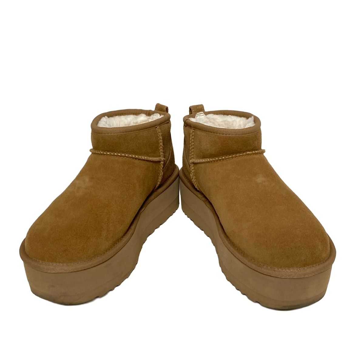 UGG アグ ショートブーツ 25 レディース クラシック ウルトラ ミニ プラットフォーム 1135092 ライトブラウン ムートン