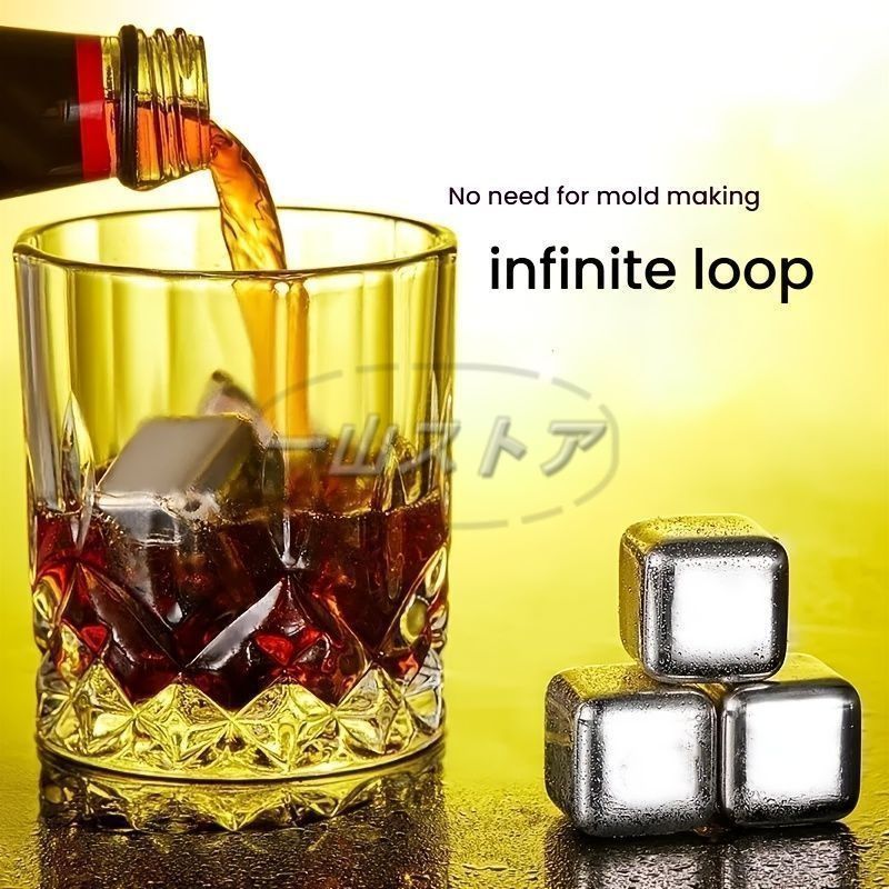 新品・未使用】2セット、304ステンレス製ウイスキーアイスストーン12個