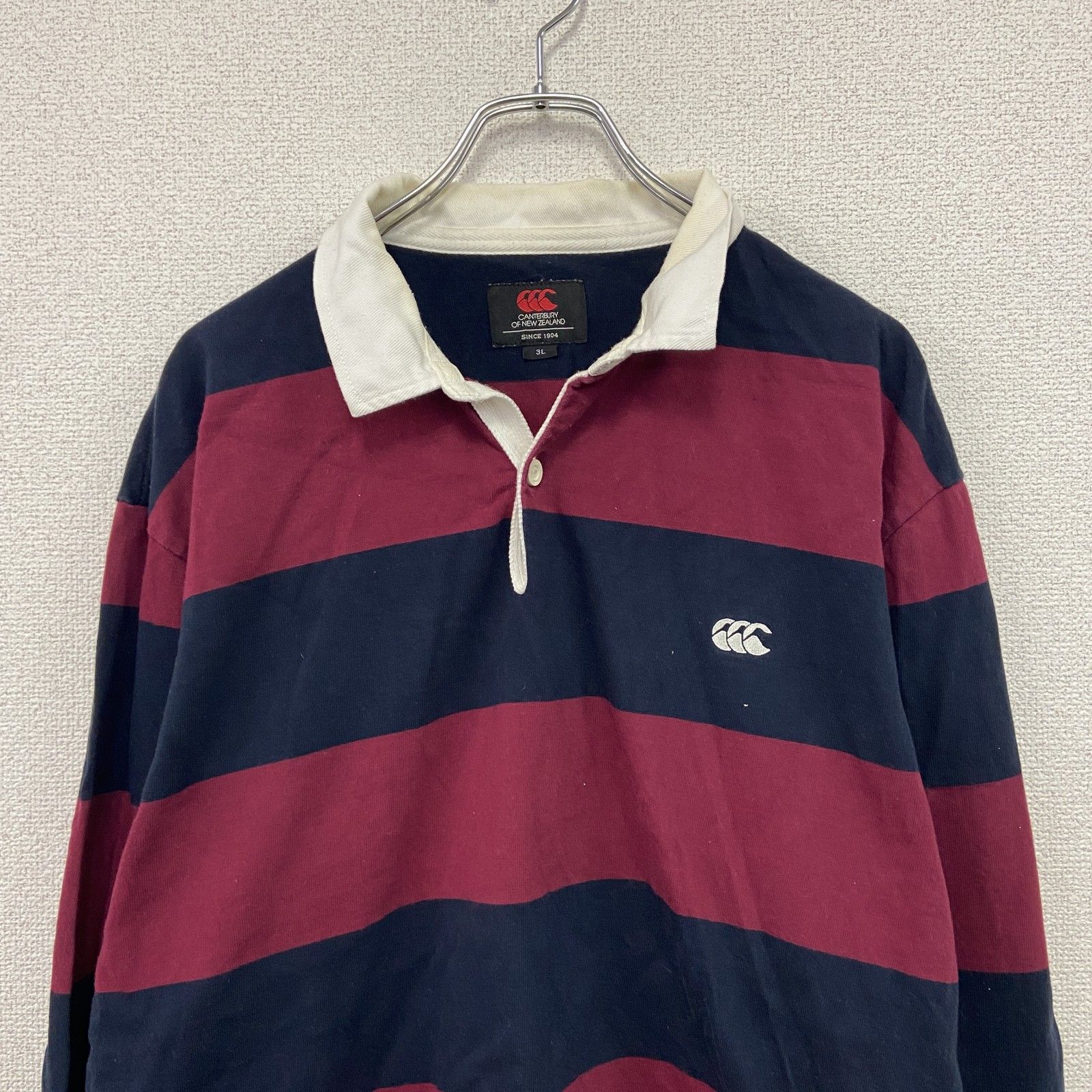 古着 used Canterbury カンタベリー ラガーシャツ 長袖ポロシャツ