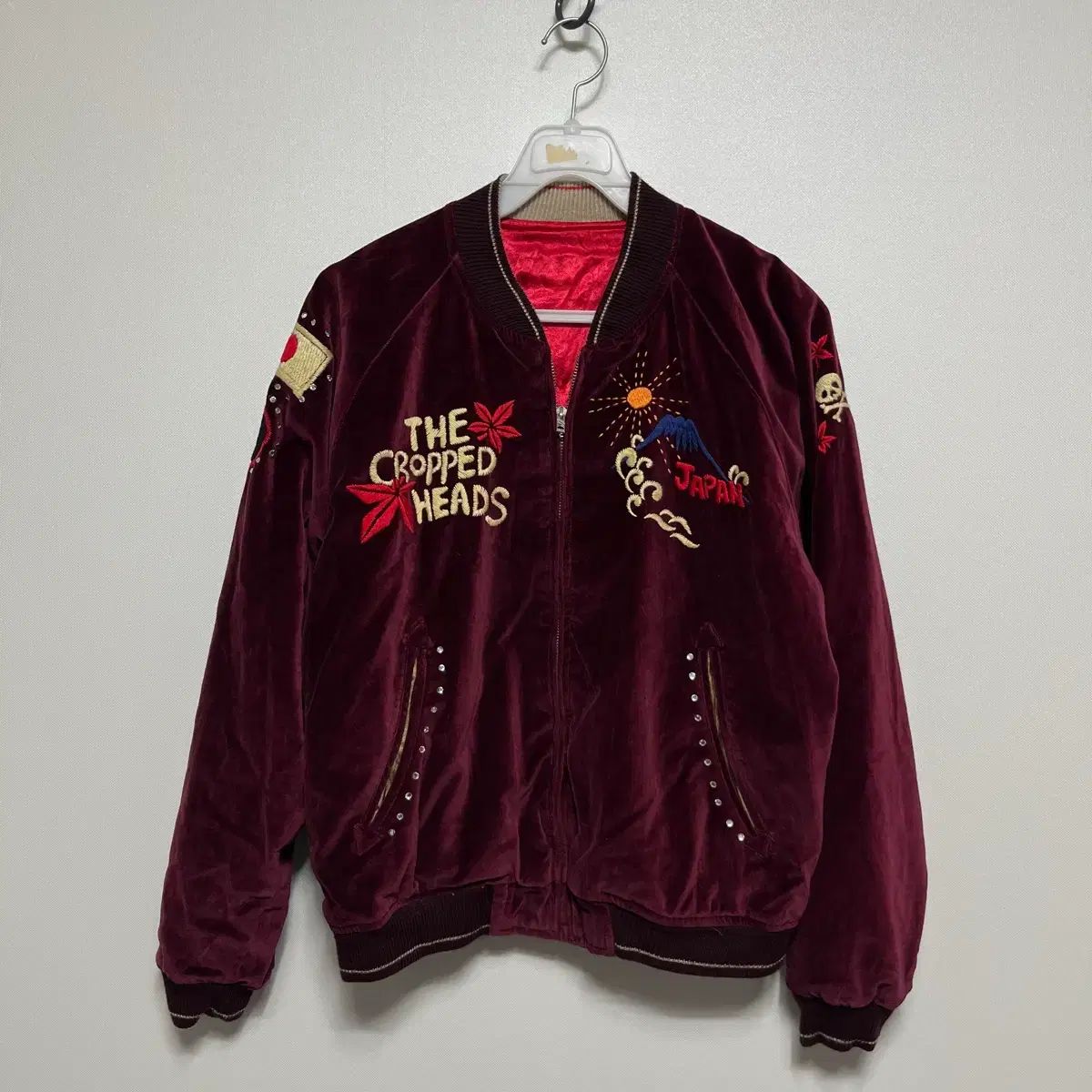 Jpn ヴィンテージ クロップド ヘッド CROPPED HEADS ベルベット キュービック スカジャン