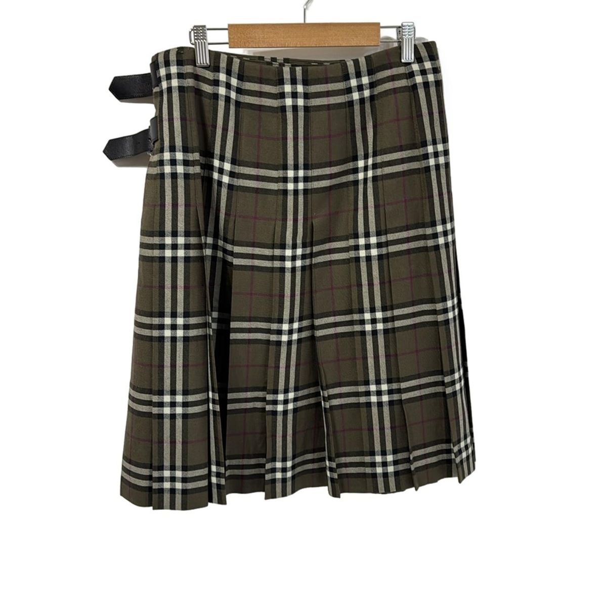 Burberry LONDON バーバリーロンドン 巻きスカート サイズ44 XL レディース - カーキ×白×マルチ ロング チェック柄