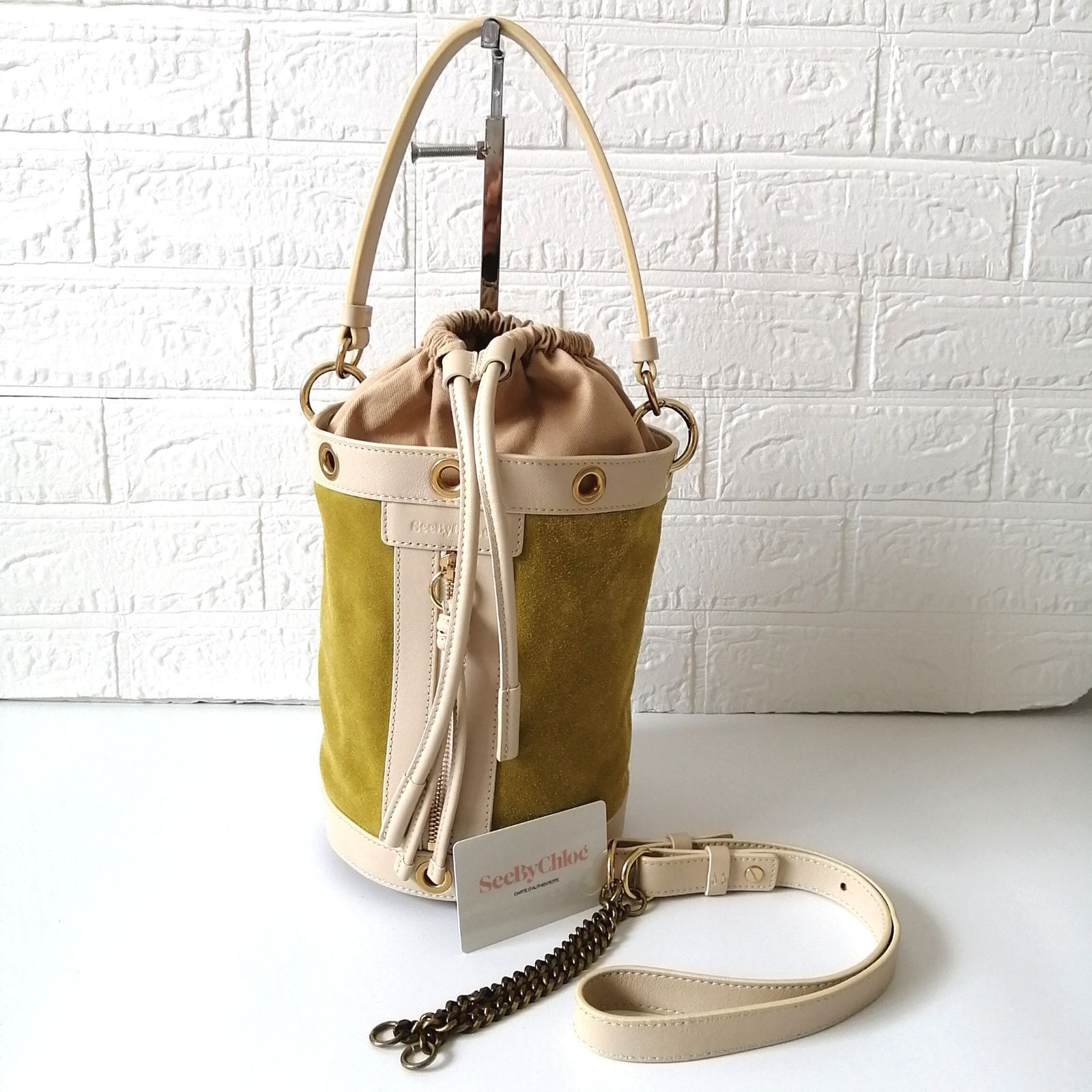 シーバイクロエ 巾着バッグ ショルダーバッグ ハンドバッグ 2 way イエロー 223