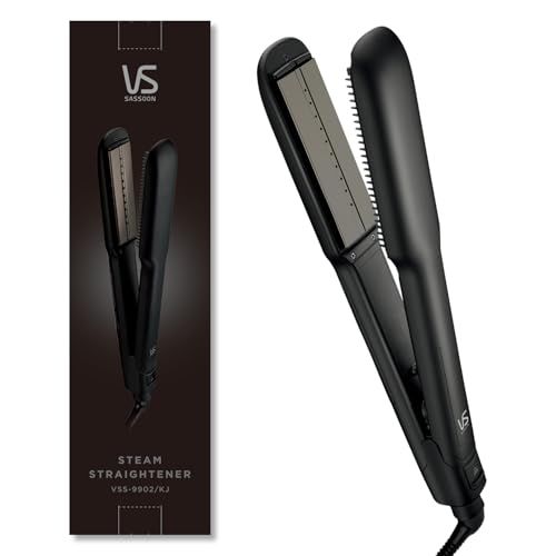 co jp ヴィダル サスーン ヘアアイロン 大量 スチーム ストレート 5段階温度調節 高温設定 くせ毛 サロン ブラック VSS 9902 KJ
