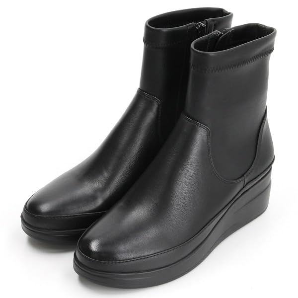 コンポジションナイン ファッションブーツ コンフォートストレッチショートブーツ3017 ブラック