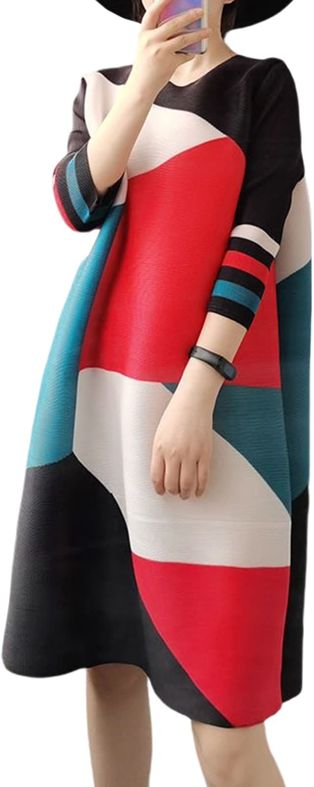 ニーマンバイ ワンピース 七分袖 Aライン 大人 上品 おしゃれ きれいめ 幾何学模様 ワンピ ドレス プリーツドレス 春夏秋 40代 30代 20代 女性 フォーマル お呼ばれ 結婚式 パーティー かわいい かっこいい カジュアル オシャレ リ