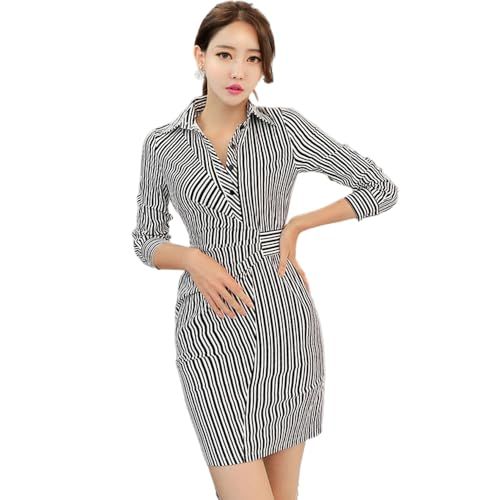 GRAXIA グラシア キャバドレス ミニドレス カシュクール ハイウエスト タイト ワンピース キャバ嬢 キャバクラ ラウンジ七分袖 ストライプ レディース ブラック Mサイズ