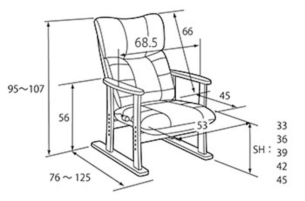 高座椅子 大河 幅68 5 奥行き76 125 高さ95 107 cm ブラック YS D 1800 HR BK