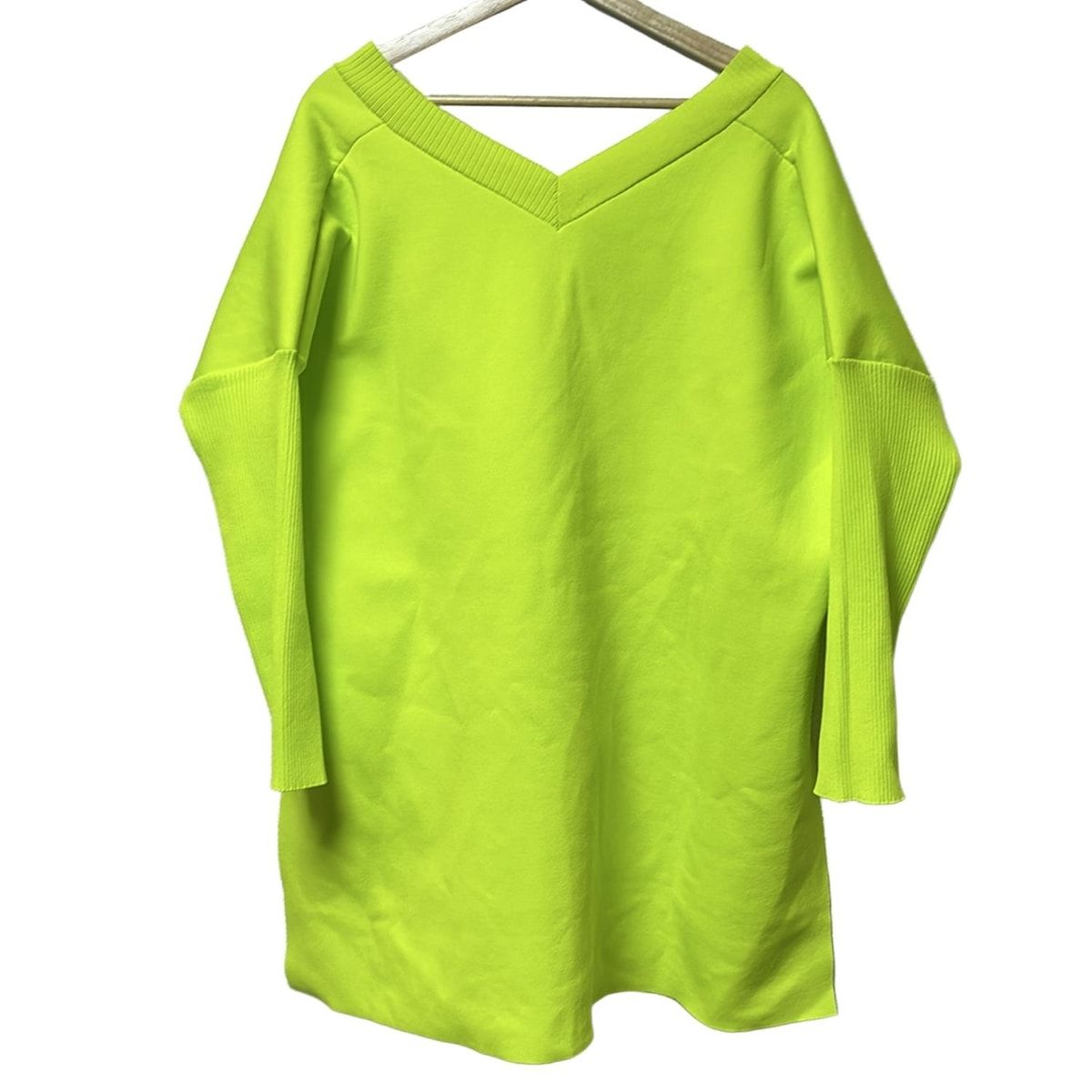LE PHIL ルフィル 長袖カットソー サイズF レディース - イエローグリーン Vネック