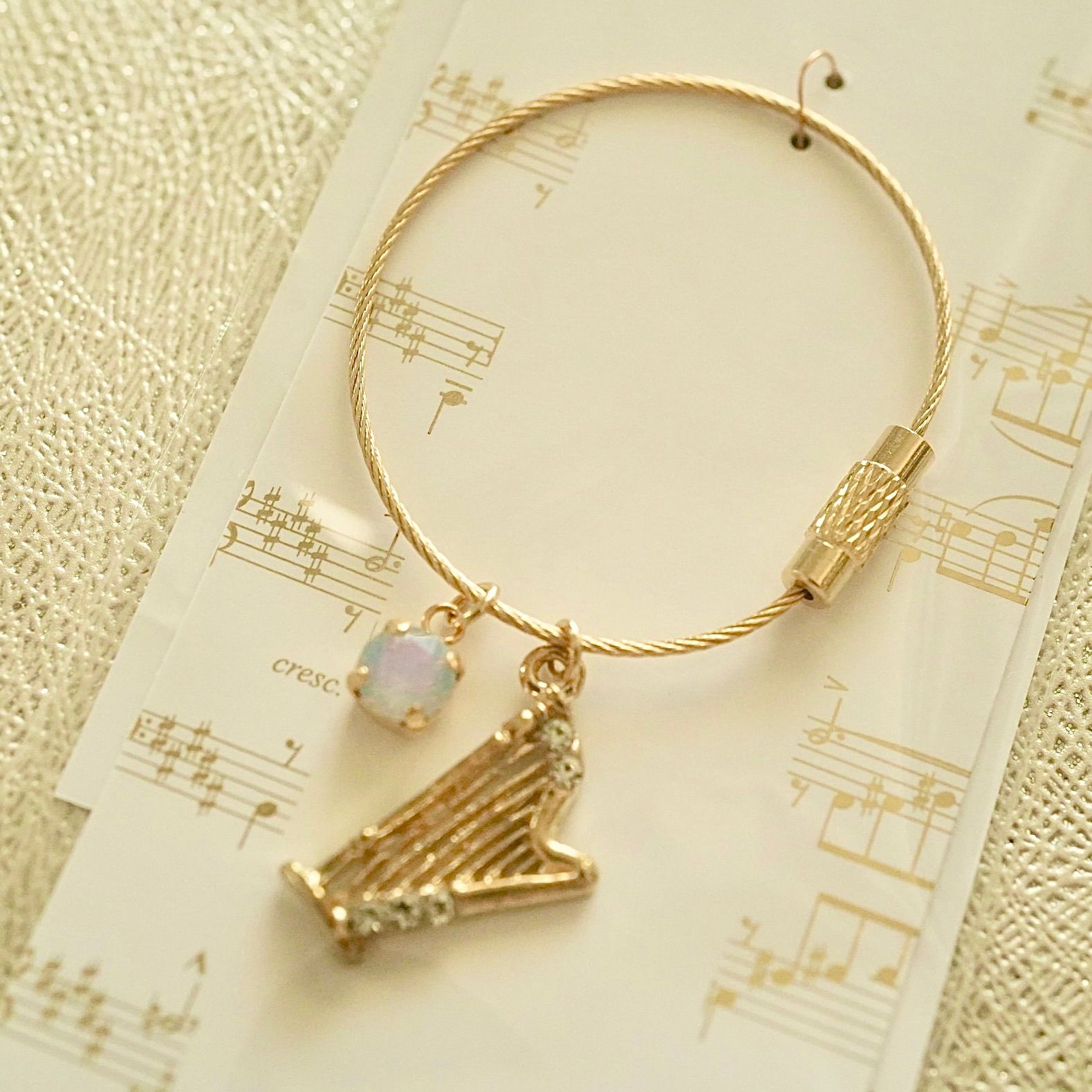 harp stringed instrument orchestra keyring