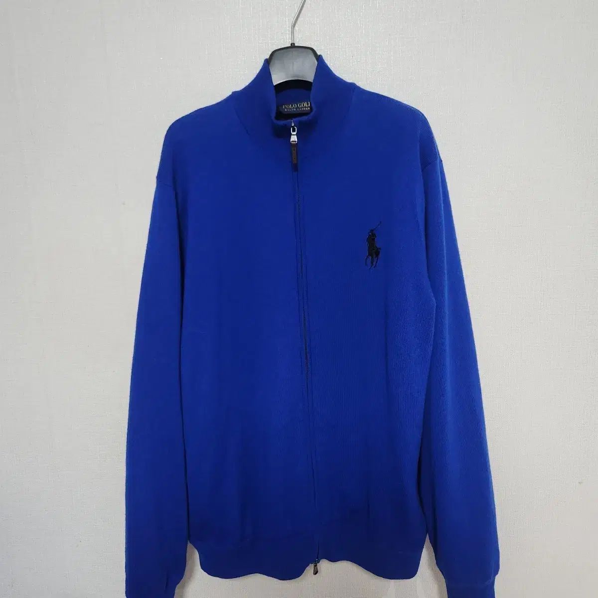 新 ポロ ゴルフ ブルー ニット ジップアップ カーディガン