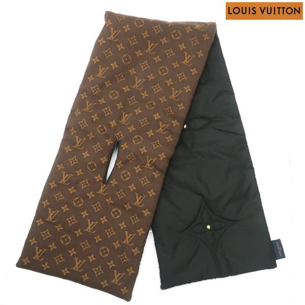 LOUIS VUITTON リバーシブルマフラー Louis Vuitton リバーシブル マフラー ネイビー グレー Louis Vuitton