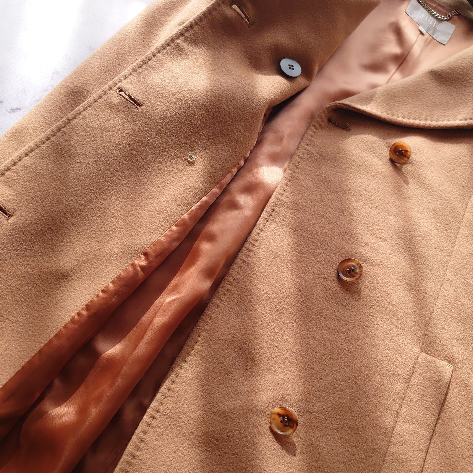 自由区 ロロピアーナ カシミヤ100％ ロングコート ダブルブレスト 茶