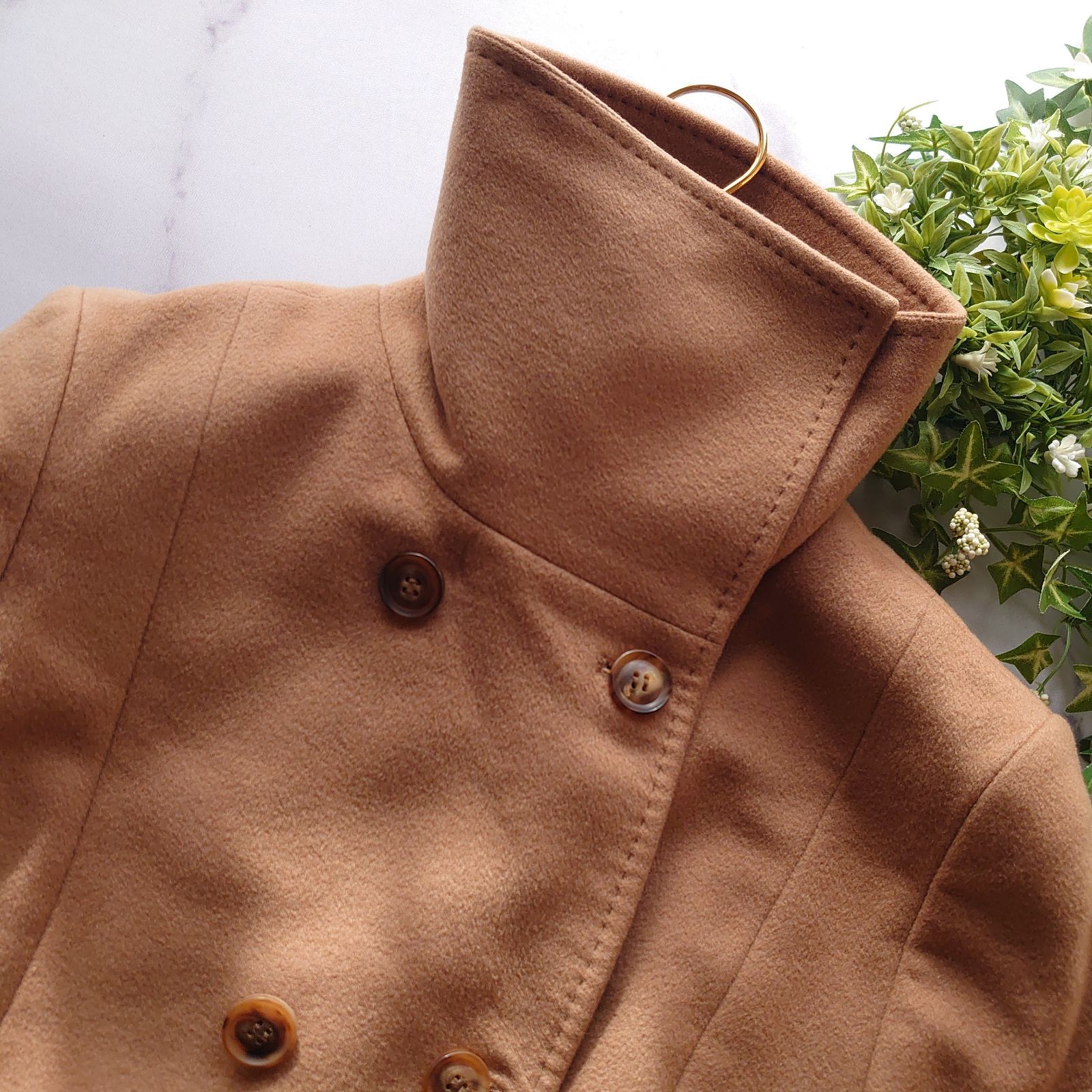 自由区 ロロピアーナ カシミヤ100％ ロングコート ダブルブレスト 茶