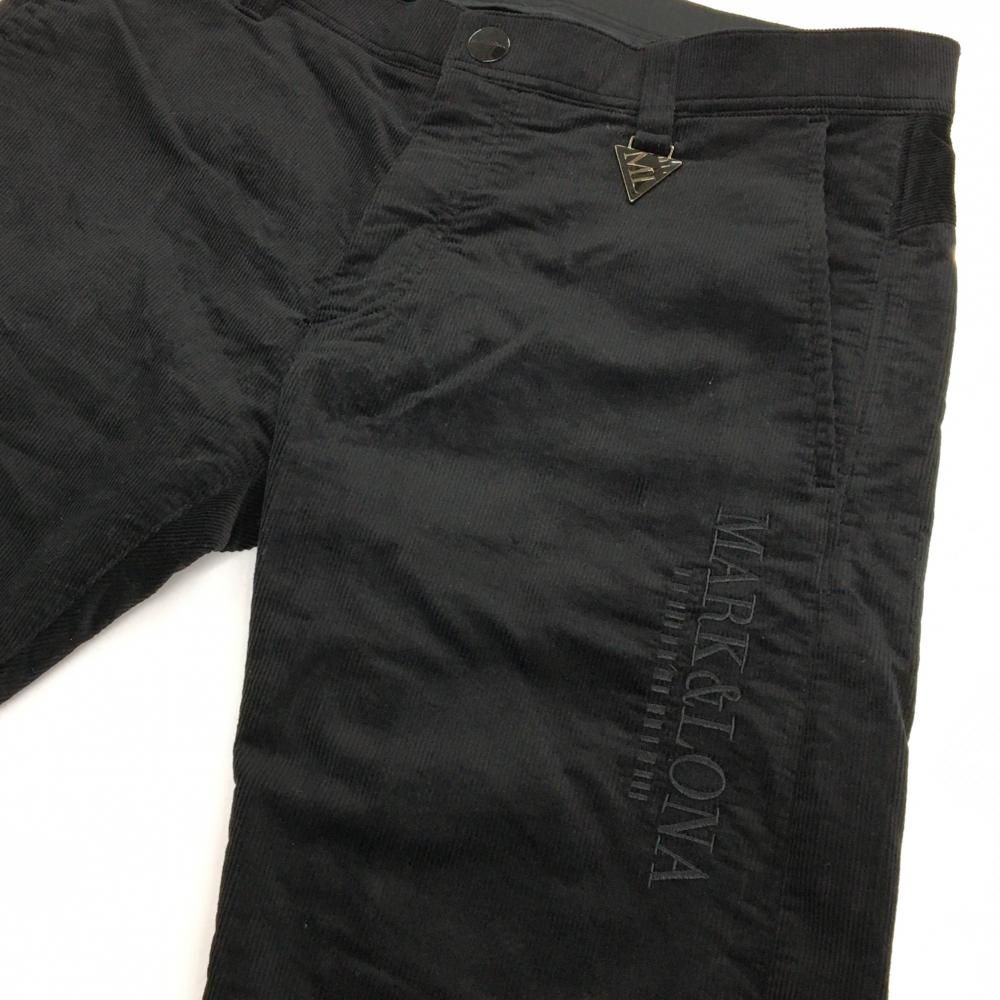 超美品】マークアンドロナ コーデュロイパンツ 黒 ポケット合成皮革 ML