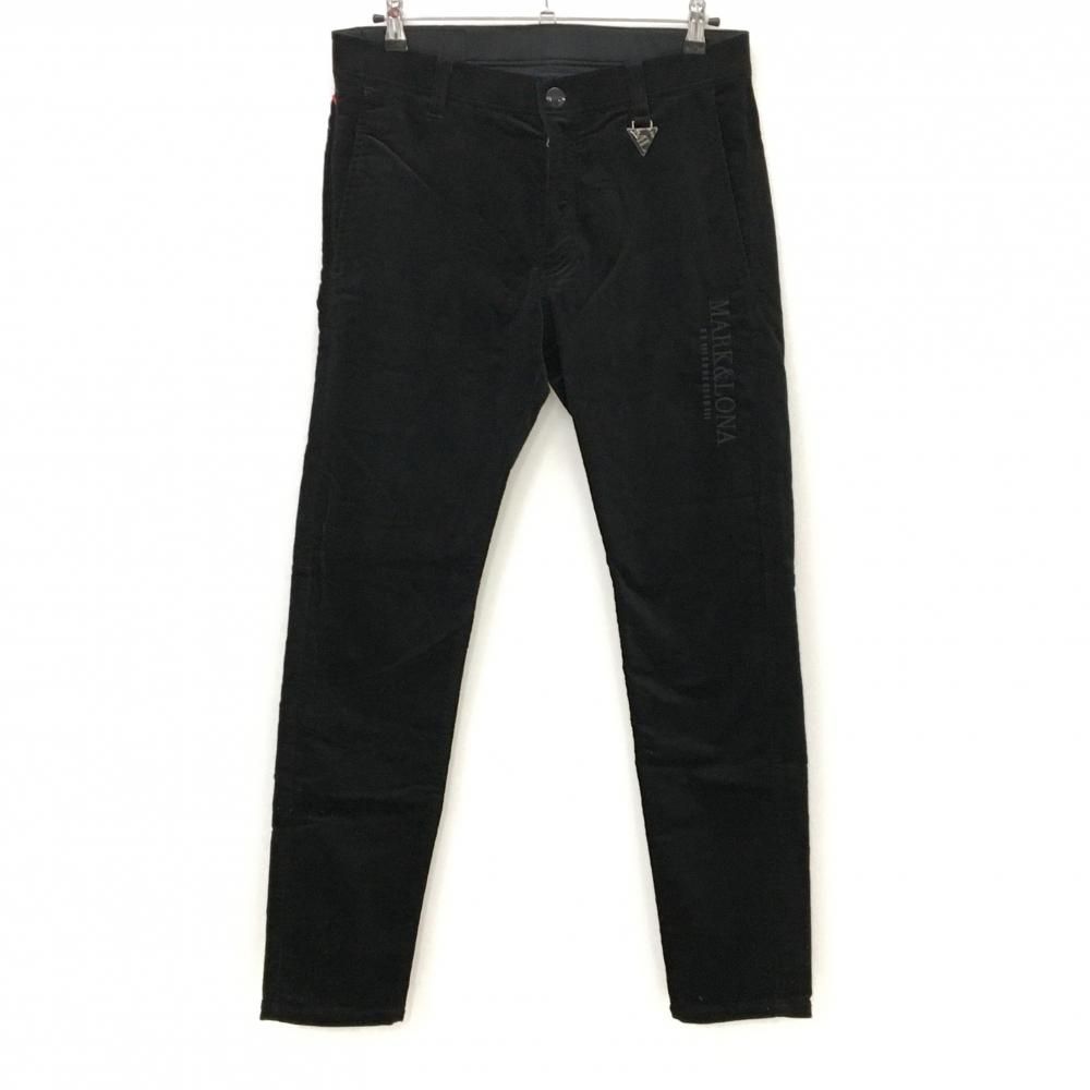 超美品】マークアンドロナ コーデュロイパンツ 黒 ポケット合成皮革 ML
