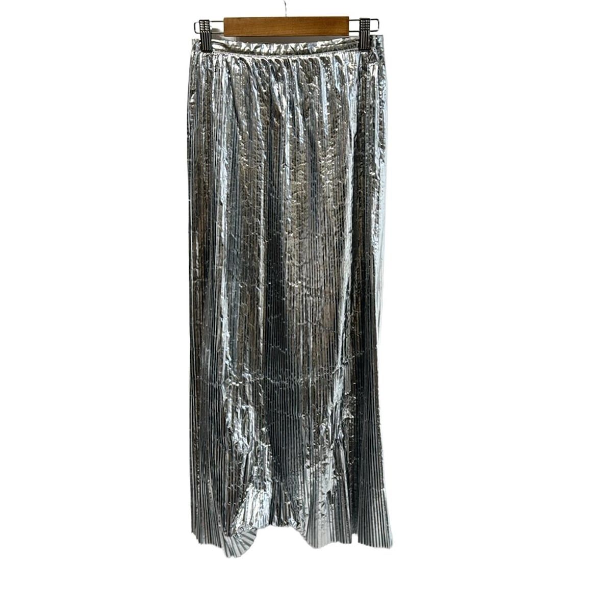 MARTIN マルタンマルジェラ ロングスカート サイズ38 M レディース - シルバー マキシ丈 プリーツ