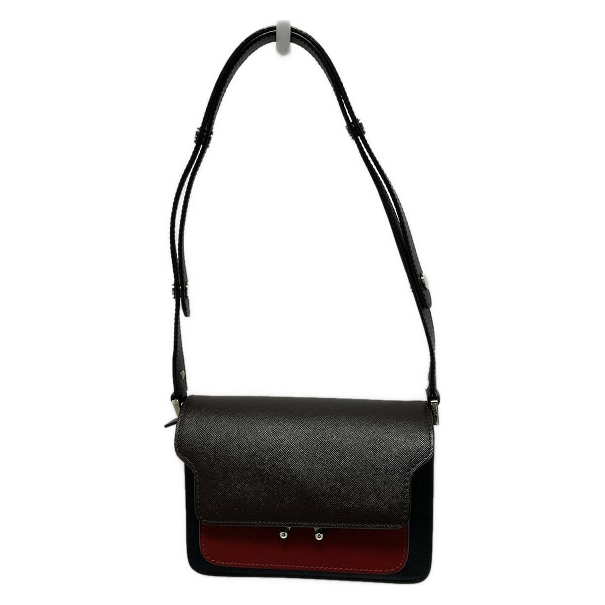 MARNI マルニ ショルダーバッグ トランク 黒×ダークブラウン×レッド レザー