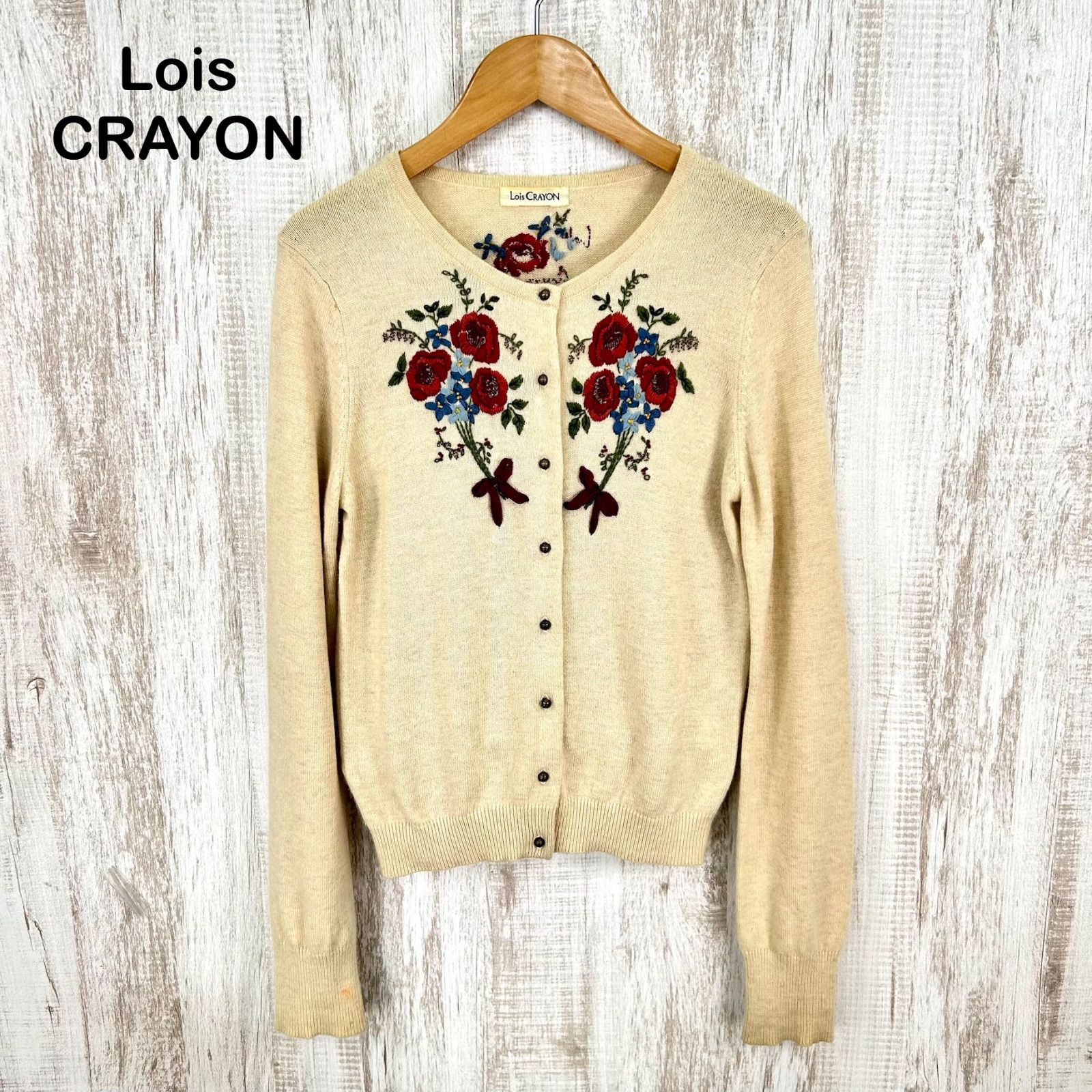 ロイスクレヨンLIFE WITH FLOWERS 多色ニットカーディガン LoisCRAYONニットカーディガン ロイスクレヨン⁄Lois CRAYON ニット