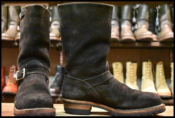 9 E 06年 WESCO ウエスコ カスタムボス 黒スエード ブラックラフアウト ビブラム100 11インチハイト エンジニア ブーツ FK 465