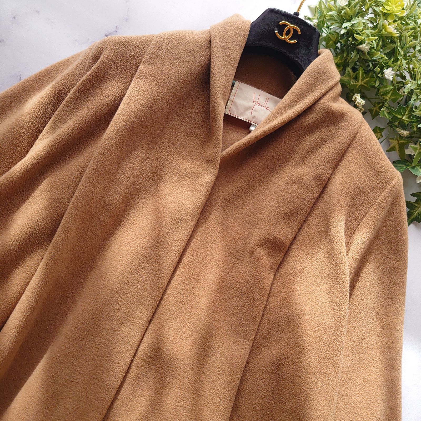 20 AW シビラ フリースドレープコート M ブラウン ロング フ Aライン