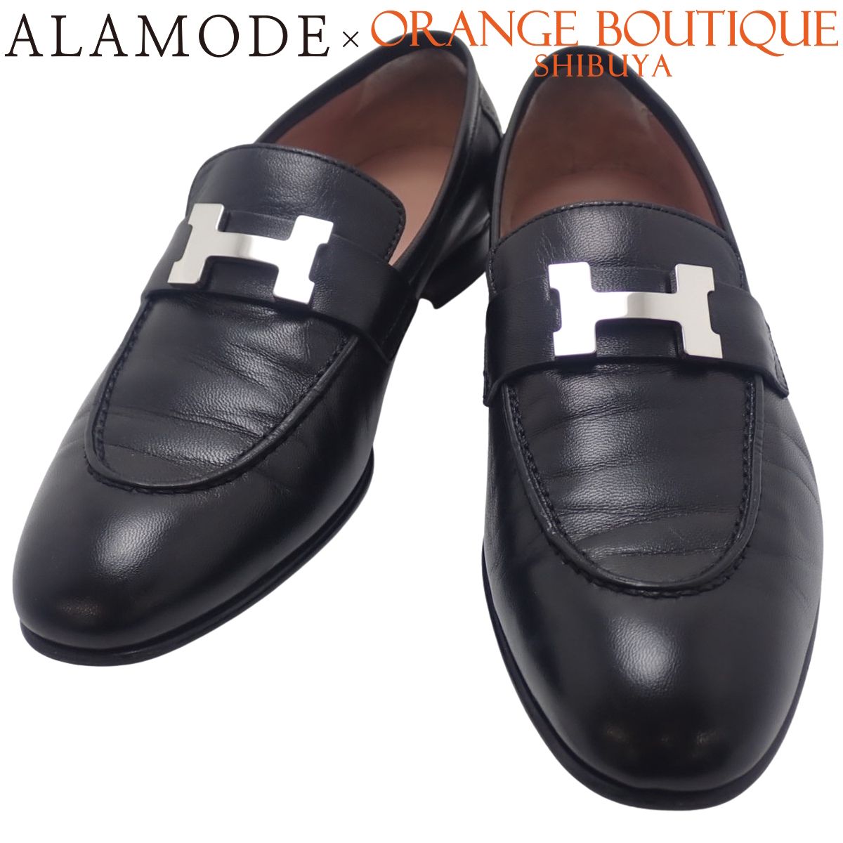 HERMES(エルメス) モカシン パリ ローファー ブラック黒 レザー