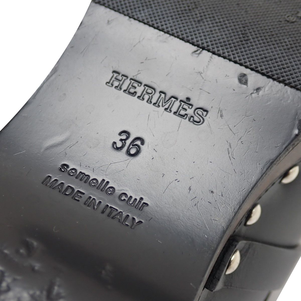  HERMES エルメス カルロッタ ブラック黒 レザー パラジウム金具 シルバー金具 サンダル ミュール 靴 くつ シューズ ケリー金具 レディース アラモード サボ クロッグサンダル サンダル ミュール