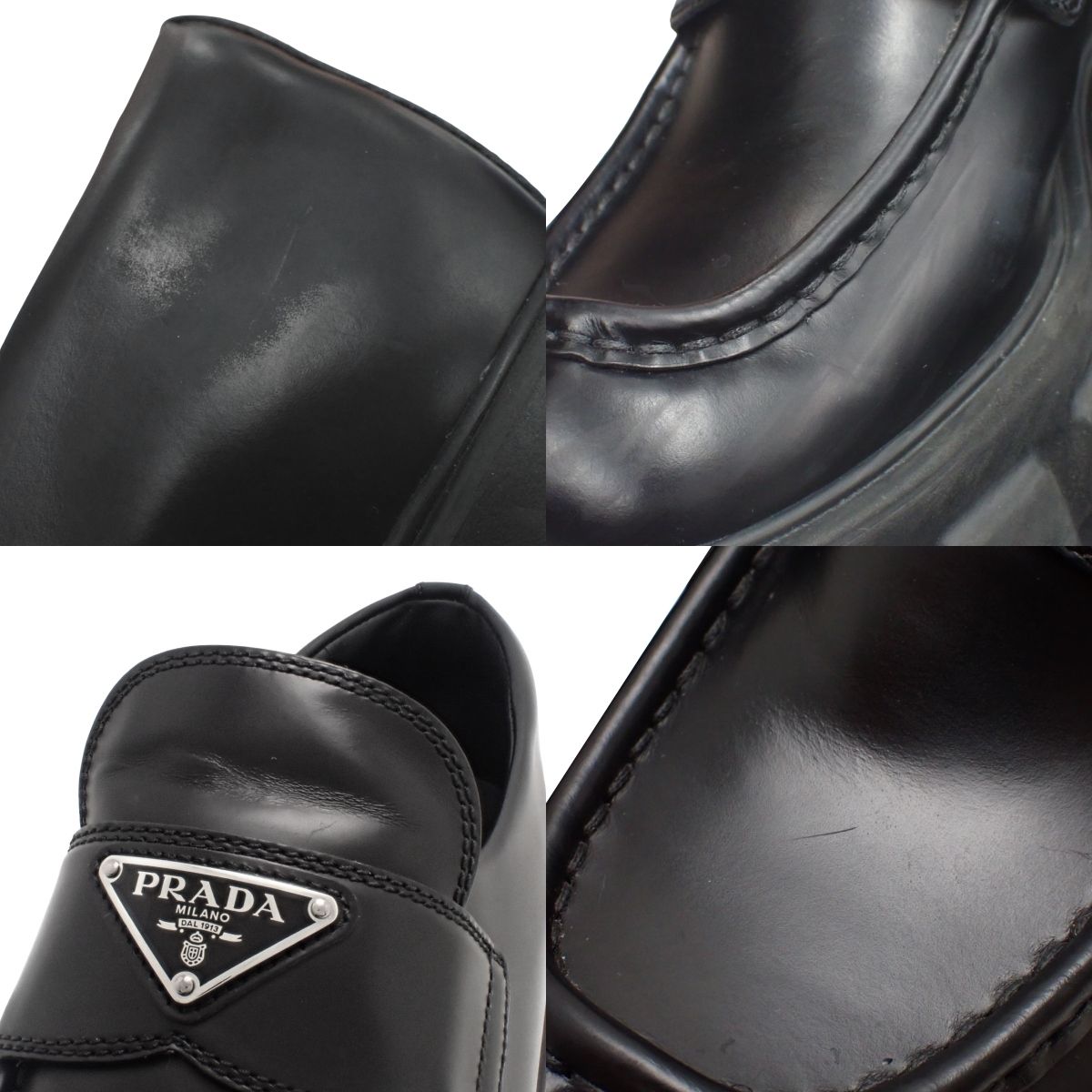 PRADA(プラダ) モノリス ブラッシュドレザー ローファー フラット