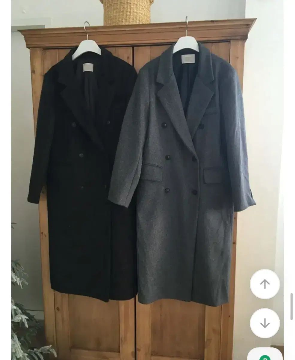 チャコール ダブルボタン ロングコート