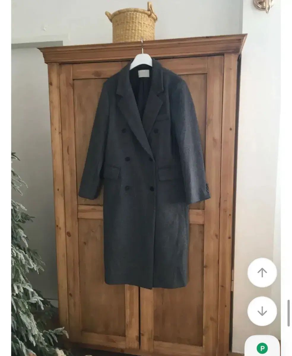 チャコール ダブルボタン ロングコート