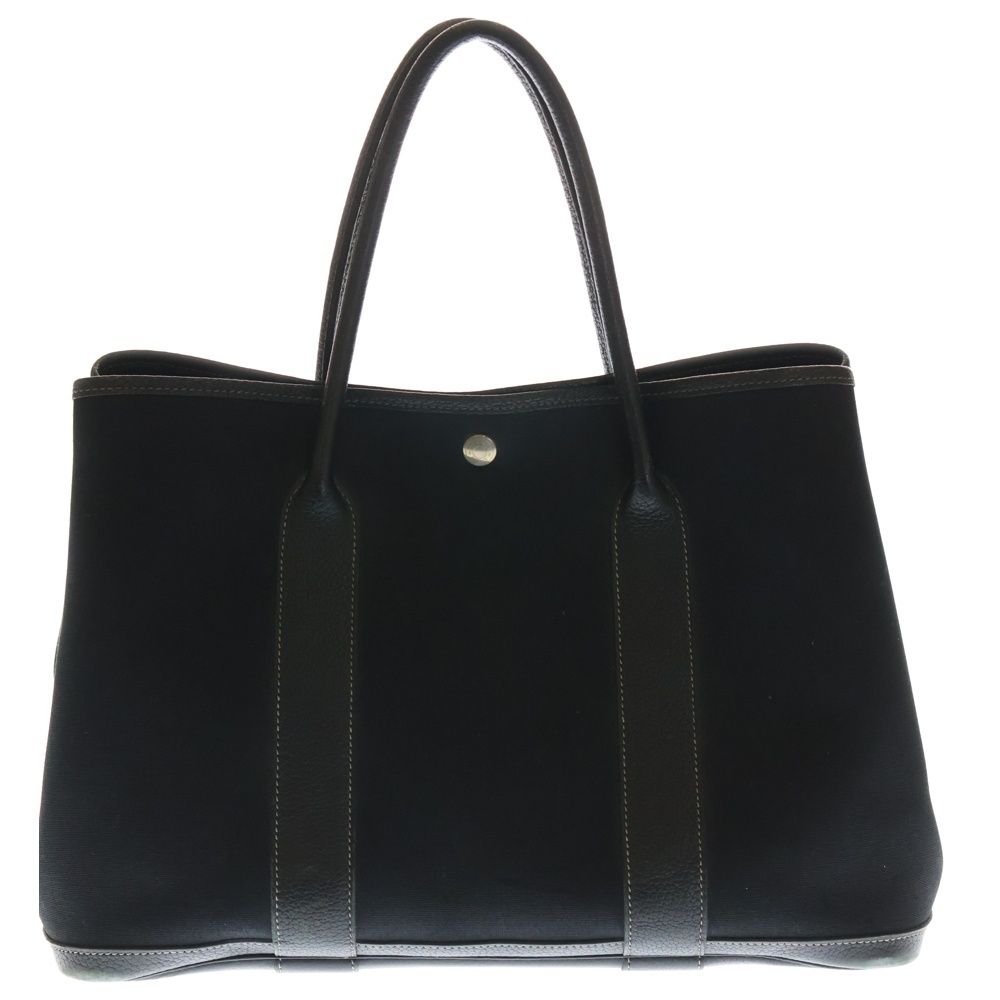 HERMES エルメス ガーデンパーティPM トートバッグ ブラックトワルオフィシエ ネゴンダ シルバー金具 G刻印