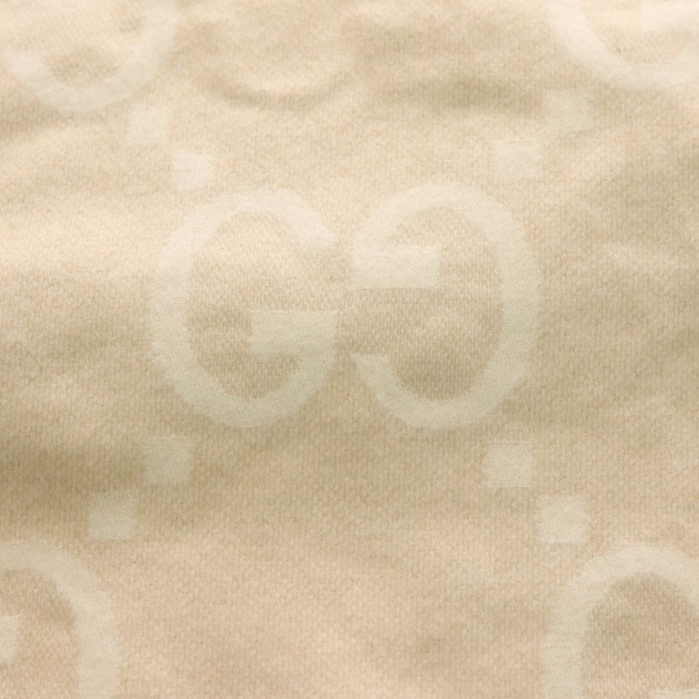 GUCCI グッチ リバーシブルジャンボGG カシミヤ フリンジ ポンチョ ケープ マフラー ベージュ 774308