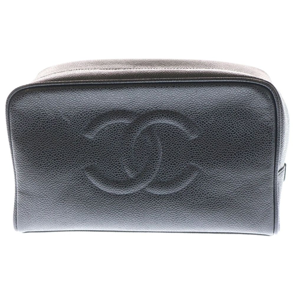 CHANEL シャネル ココマーク クラッチバッグ セカンドバッグ ポーチ ケース ブラック キャビアスキン ゴールド金具